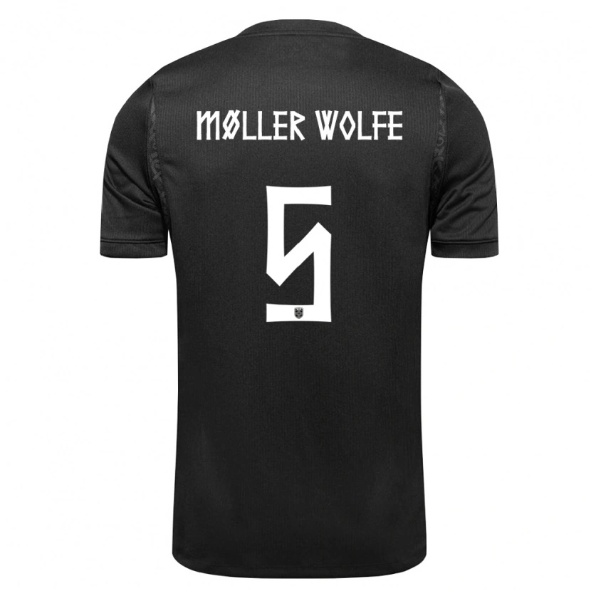 Danxen Kvinnor Norge David Møller Wolfe #5 Svart Bortatröja Matchtröjor 26-28 Tröjor T-Tröja