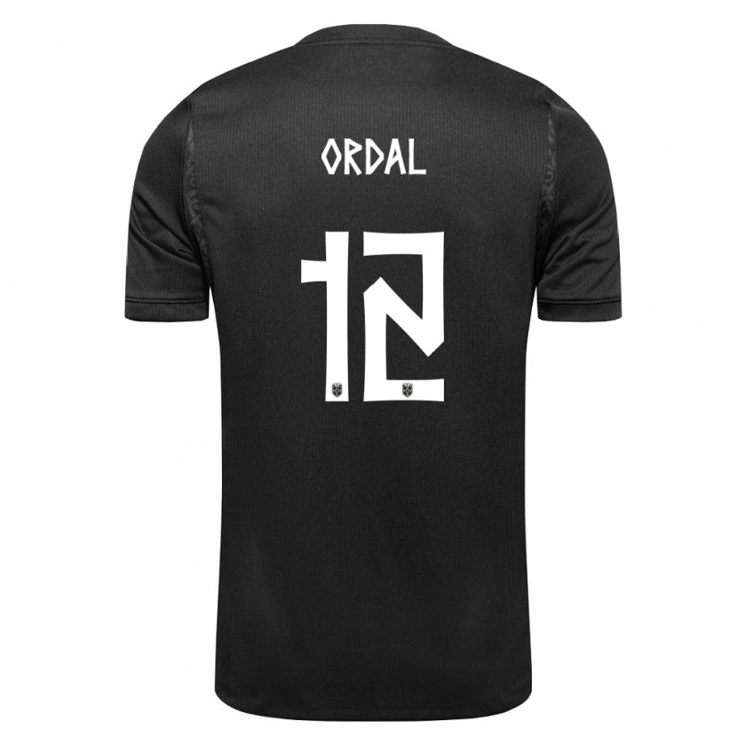 Danxen Kvinnor Norge Alexander Ordal #12 Svart Bortatröja Matchtröjor 26-28 Tröjor T-Tröja