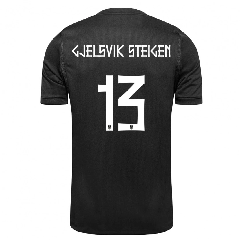 Danxen Kvinnor Norge Rasmus Gjelsvik Steigen #13 Svart Bortatröja Matchtröjor 26-28 Tröjor T-Tröja