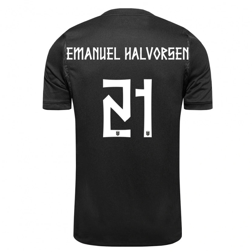 Danxen Kvinnor Norge Victor Halvorsen #21 Svart Bortatröja Matchtröjor 26-28 Tröjor T-Tröja