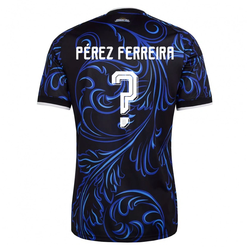 Danxen Kvinnor Argentina Thiago Pérez Ferreira #0 Svart Vit Himmelblå Bortatröja Matchtröjor 26-28 Tröjor T-Tröja