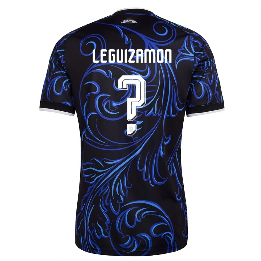 Danxen Kvinnor Argentina Lionel Leguizamon #0 Svart Vit Himmelblå Bortatröja Matchtröjor 26-28 Tröjor T-Tröja