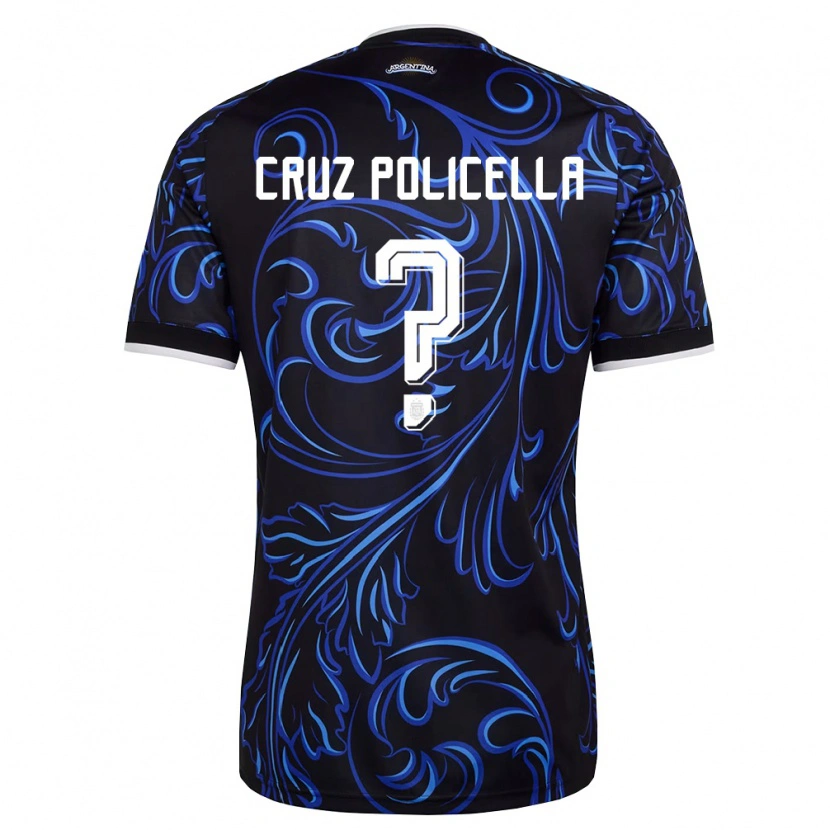 Danxen Kvinnor Argentina Juan Cruz Policella #0 Svart Vit Himmelblå Bortatröja Matchtröjor 26-28 Tröjor T-Tröja