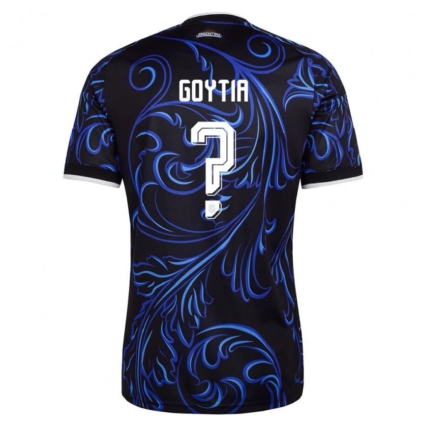 Danxen Kvinnor Argentina Tobias Goytia #0 Svart Vit Himmelblå Bortatröja Matchtröjor 26-28 Tröjor T-Tröja