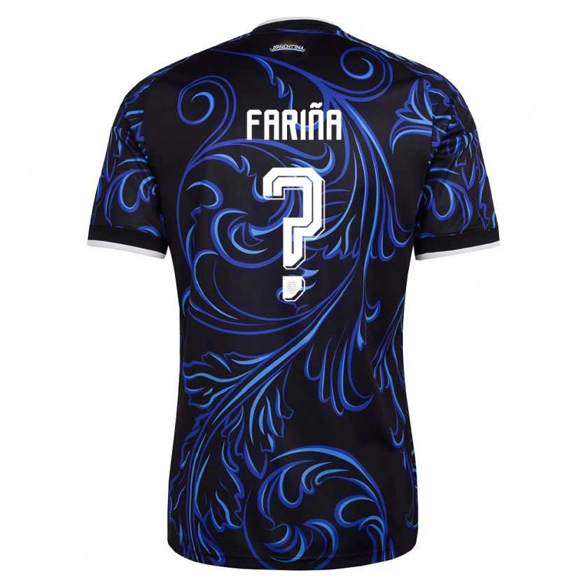 Danxen Kvinnor Argentina Benjamín Fariña #0 Svart Vit Himmelblå Bortatröja Matchtröjor 26-28 Tröjor T-Tröja