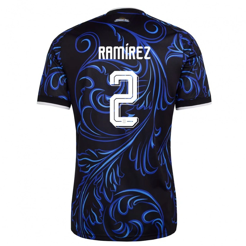 Danxen Kvinnor Argentina Tobías Ramírez #2 Svart Vit Himmelblå Bortatröja Matchtröjor 26-28 Tröjor T-Tröja