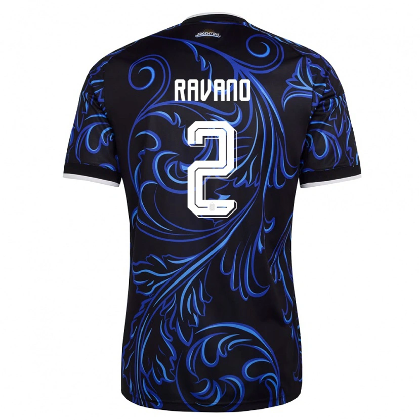 Danxen Kvinnor Argentina Jonás Ravano #2 Svart Vit Himmelblå Bortatröja Matchtröjor 26-28 Tröjor T-Tröja