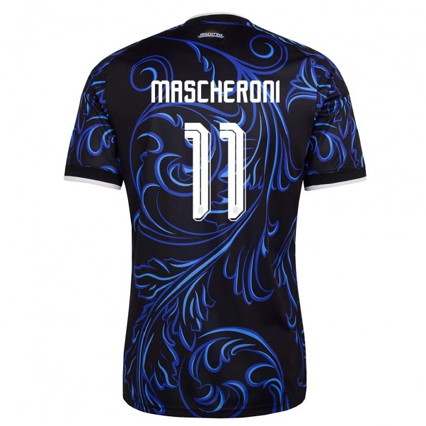 Danxen Kvinnor Argentina Bruno Mascheroni #11 Svart Vit Himmelblå Bortatröja Matchtröjor 26-28 Tröjor T-Tröja