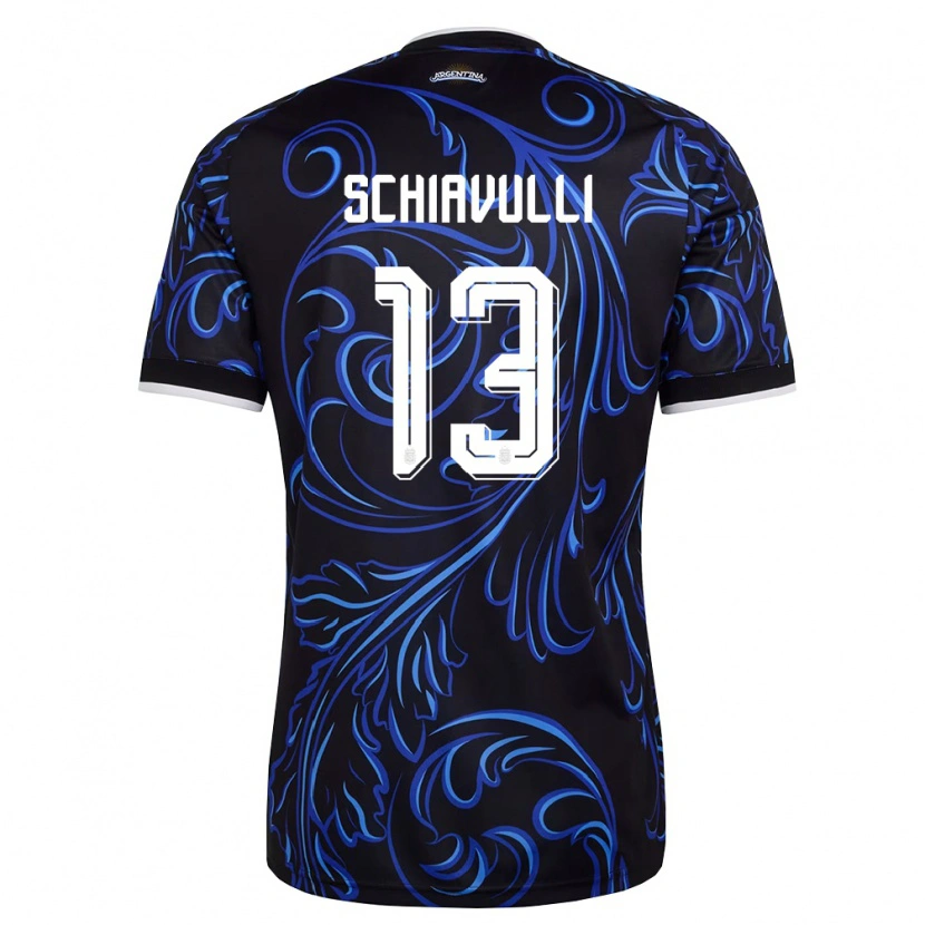 Danxen Kvinnor Argentina Thiago Schiavulli #13 Svart Vit Himmelblå Bortatröja Matchtröjor 26-28 Tröjor T-Tröja