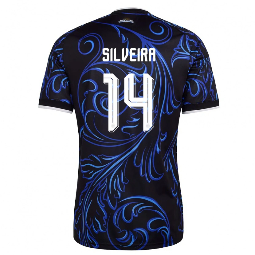 Danxen Kvinnor Argentina Santiago Silveira #14 Svart Vit Himmelblå Bortatröja Matchtröjor 26-28 Tröjor T-Tröja
