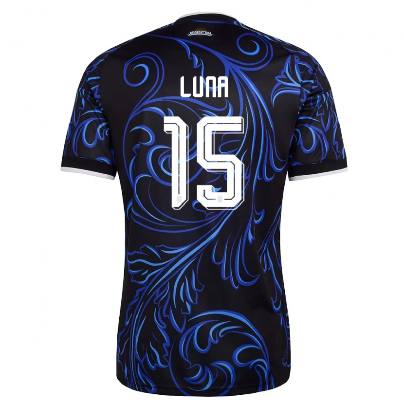 Danxen Kvinnor Argentina Alex Luna #15 Svart Vit Himmelblå Bortatröja Matchtröjor 26-28 Tröjor T-Tröja