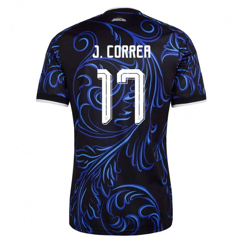 Danxen Kvinnor Argentina Joaquin Correa #17 Svart Vit Himmelblå Bortatröja Matchtröjor 26-28 Tröjor T-Tröja