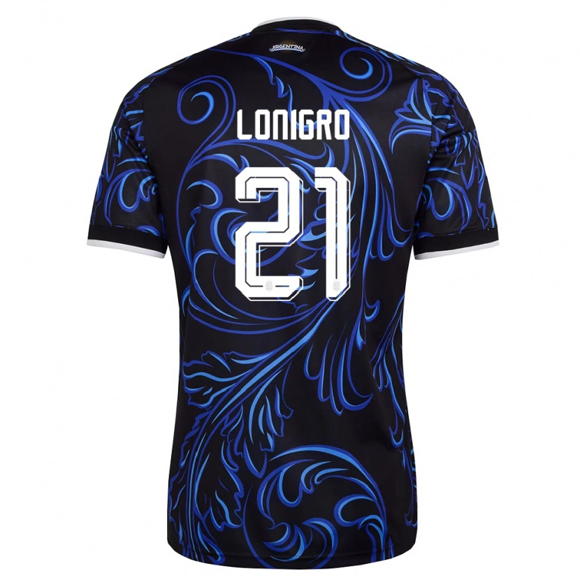 Danxen Kvinnor Argentina Erica Lonigro #21 Svart Vit Himmelblå Bortatröja Matchtröjor 26-28 Tröjor T-Tröja