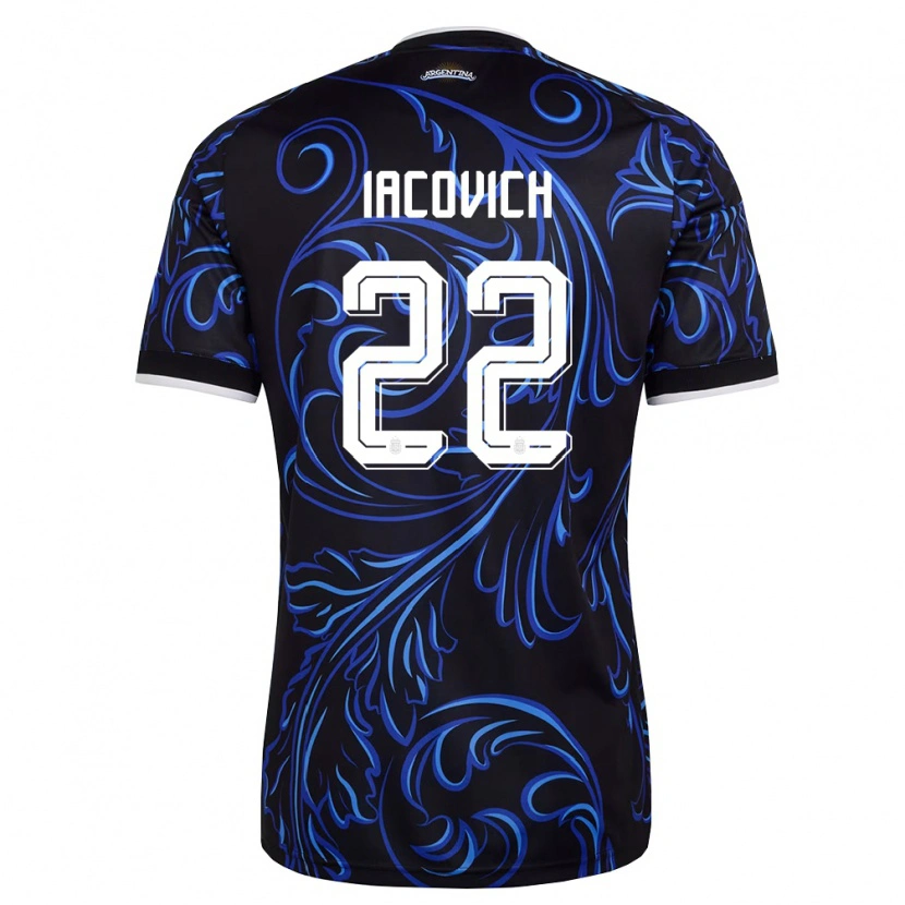 Danxen Kvinnor Argentina Fabricio Iacovich #22 Svart Vit Himmelblå Bortatröja Matchtröjor 26-28 Tröjor T-Tröja