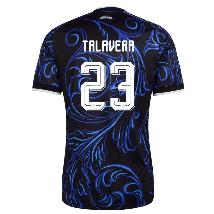 Danxen Kvinnor Argentina Demian Talavera #23 Svart Vit Himmelblå Bortatröja Matchtröjor 26-28 Tröjor T-Tröja