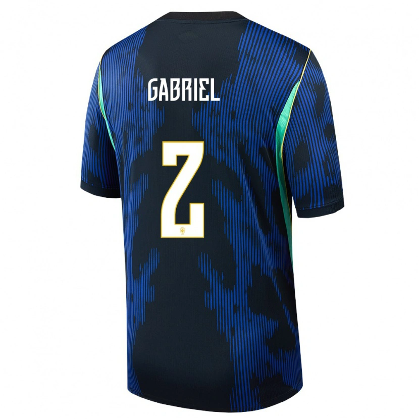 Danxen Kvinnor Brasilien Victor Gabriel #2 Blå Marin Gul Bortatröja Matchtröjor 26-28 Tröjor T-Tröja