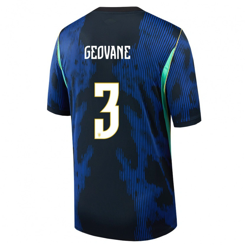 Danxen Kvinnor Brasilien Geovane #3 Blå Marin Gul Bortatröja Matchtröjor 26-28 Tröjor T-Tröja