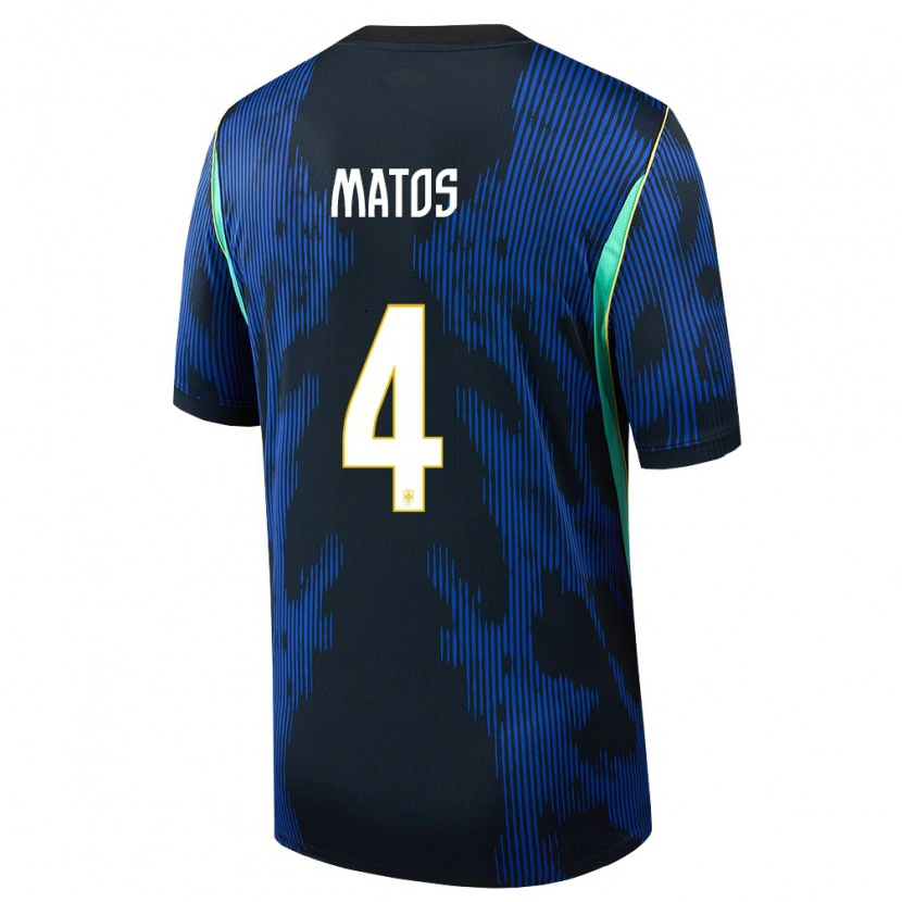 Danxen Kvinnor Brasilien Ryan Matos #4 Blå Marin Gul Bortatröja Matchtröjor 26-28 Tröjor T-Tröja