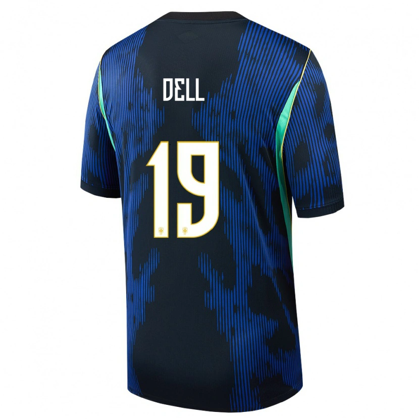 Danxen Kvinnor Brasilien Dell #19 Blå Marin Gul Bortatröja Matchtröjor 26-28 Tröjor T-Tröja