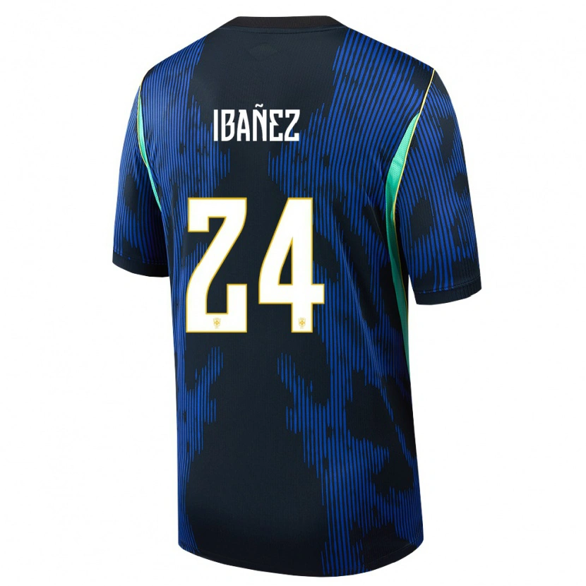 Danxen Kvinnor Brasilien Roger Ibañez #24 Blå Marin Gul Bortatröja Matchtröjor 26-28 Tröjor T-Tröja