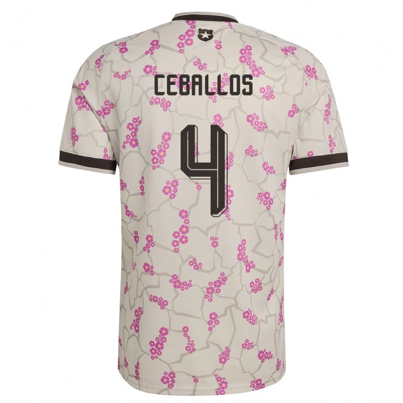 Danxen Kvinnor Chile Teo Ceballos #4 Vit Lila Bortatröja Matchtröjor 26-28 Tröjor T-Tröja
