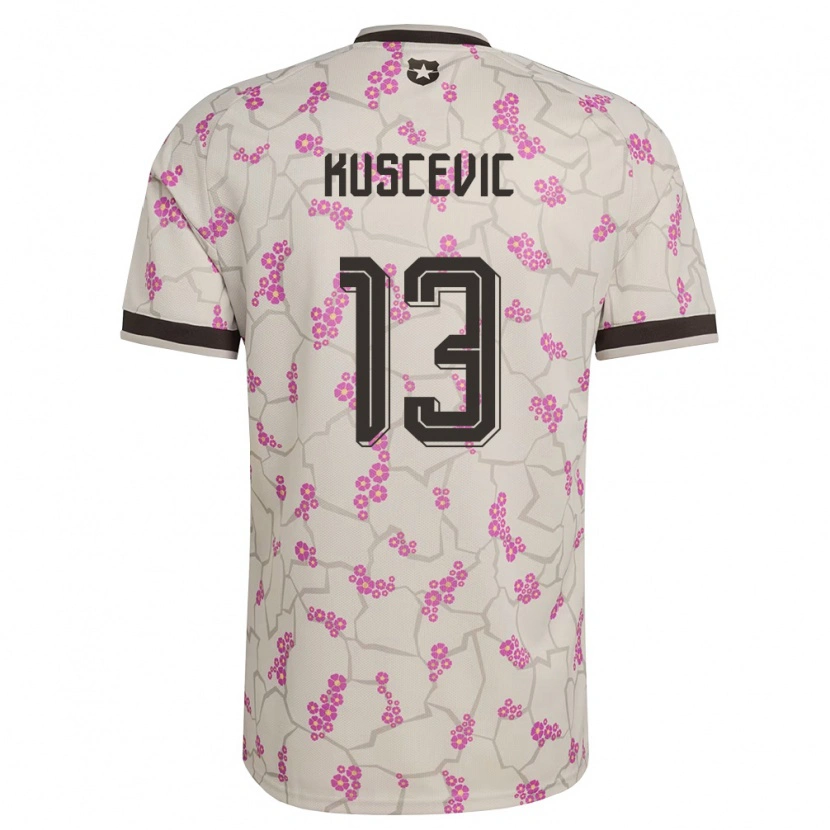 Danxen Kvinnor Chile Benjamín Kuscevic #13 Vit Lila Bortatröja Matchtröjor 26-28 Tröjor T-Tröja