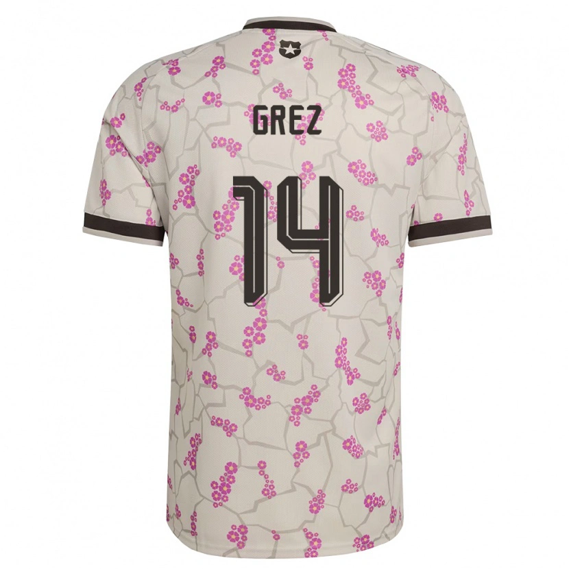Danxen Kvinnor Chile Javiera Grez #14 Vit Lila Bortatröja Matchtröjor 26-28 Tröjor T-Tröja