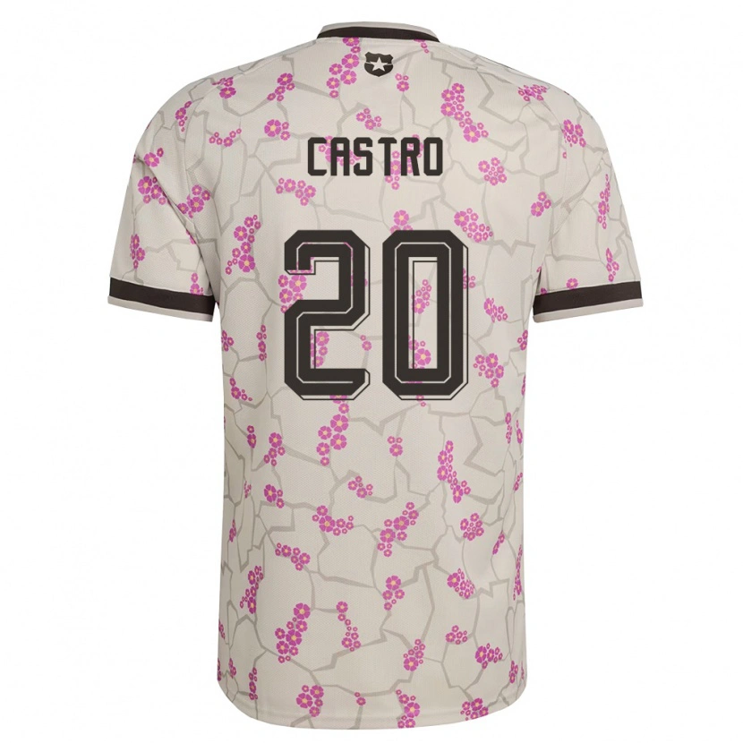 Danxen Kvinnor Chile Benjamín Castro #20 Vit Lila Bortatröja Matchtröjor 26-28 Tröjor T-Tröja