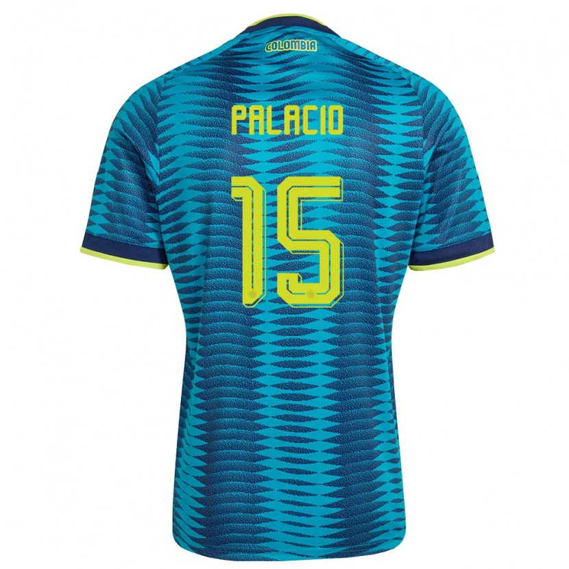 Danxen Kvinnor Colombia Nelson Palacio #15 Blå Marin Gul Bortatröja Matchtröjor 26-28 Tröjor T-Tröja