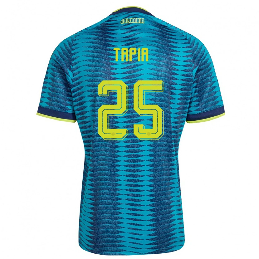 Danxen Kvinnor Colombia Katherine Tapia #25 Blå Marin Gul Bortatröja Matchtröjor 26-28 Tröjor T-Tröja