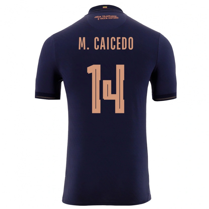 Danxen Kvinnor Ecuador Maikel Caicedo #14 Marin Guld Bortatröja Matchtröjor 26-28 Tröjor T-Tröja