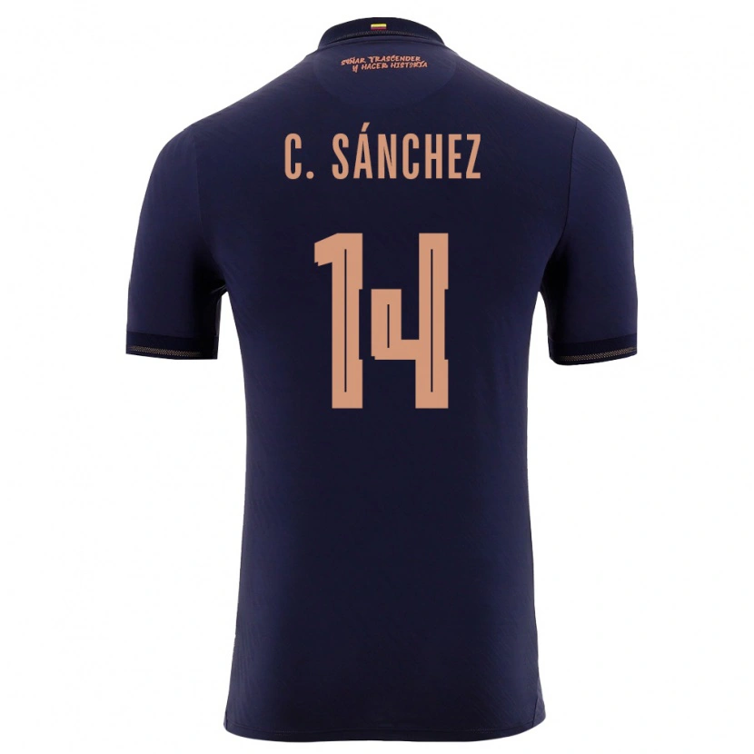 Danxen Kvinnor Ecuador Carlos Sánchez #14 Marin Guld Bortatröja Matchtröjor 26-28 Tröjor T-Tröja