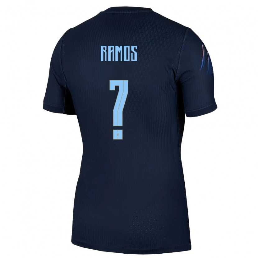 Danxen Kvinnor Uruguay Franco Ramos #0 Svart Blå Bortatröja Matchtröjor 26-28 Tröjor T-Tröja
