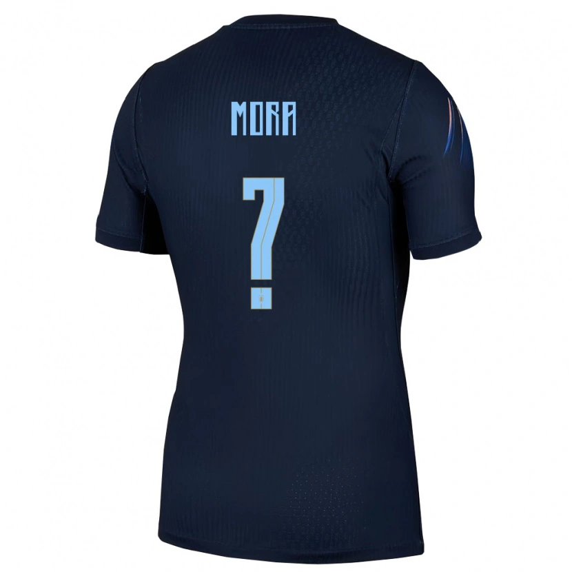 Danxen Kvinnor Uruguay Thiago Mora #0 Svart Blå Bortatröja Matchtröjor 26-28 Tröjor T-Tröja
