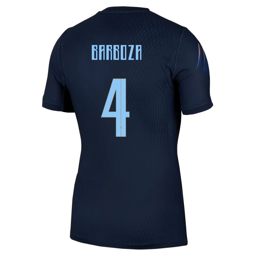 Danxen Kvinnor Uruguay Brian Barboza #4 Svart Blå Bortatröja Matchtröjor 26-28 Tröjor T-Tröja