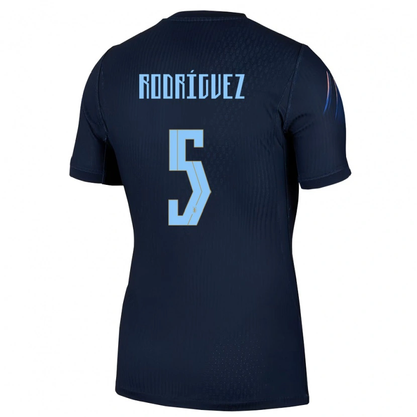 Danxen Kvinnor Uruguay Juan Rodríguez #5 Svart Blå Bortatröja Matchtröjor 26-28 Tröjor T-Tröja