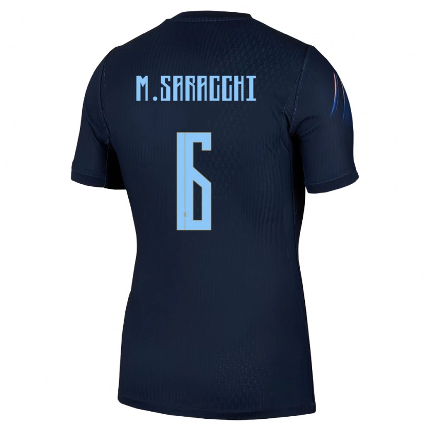 Danxen Kvinnor Uruguay Marcelo Saracchi #6 Svart Blå Bortatröja Matchtröjor 26-28 Tröjor T-Tröja