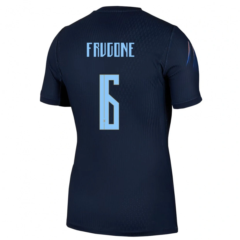 Danxen Kvinnor Uruguay Axel Frugone #6 Svart Blå Bortatröja Matchtröjor 26-28 Tröjor T-Tröja