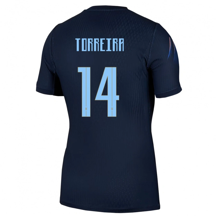 Danxen Kvinnor Uruguay Lucas Torreira #14 Svart Blå Bortatröja Matchtröjor 26-28 Tröjor T-Tröja