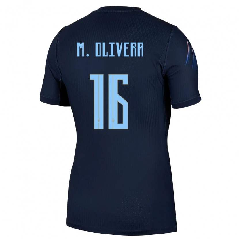 Danxen Kvinnor Uruguay Mathías Olivera #16 Svart Blå Bortatröja Matchtröjor 26-28 Tröjor T-Tröja