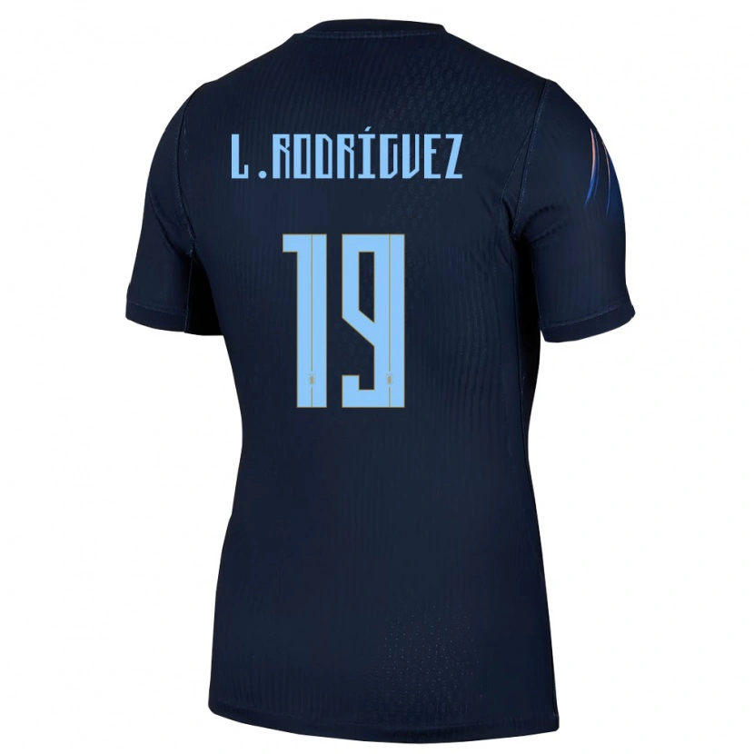 Danxen Kvinnor Uruguay Luciano Rodríguez #19 Svart Blå Bortatröja Matchtröjor 26-28 Tröjor T-Tröja