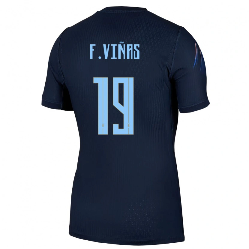Danxen Kvinnor Uruguay Federico Viñas #19 Svart Blå Bortatröja Matchtröjor 26-28 Tröjor T-Tröja