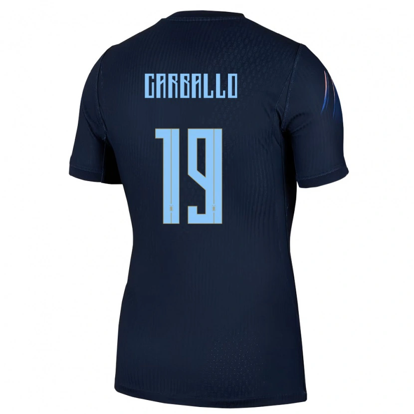 Danxen Kvinnor Uruguay Wendy Carballo #19 Svart Blå Bortatröja Matchtröjor 26-28 Tröjor T-Tröja