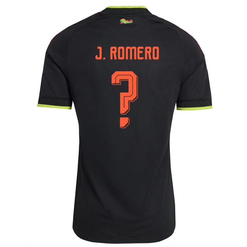 Danxen Kvinnor Peru José Romero #0 Svart Gul Rosa Bortatröja Matchtröjor 26-28 Tröjor T-Tröja