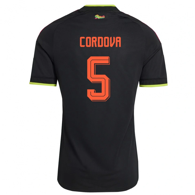 Danxen Kvinnor Peru Bryan Córdova #5 Svart Gul Rosa Bortatröja Matchtröjor 26-28 Tröjor T-Tröja