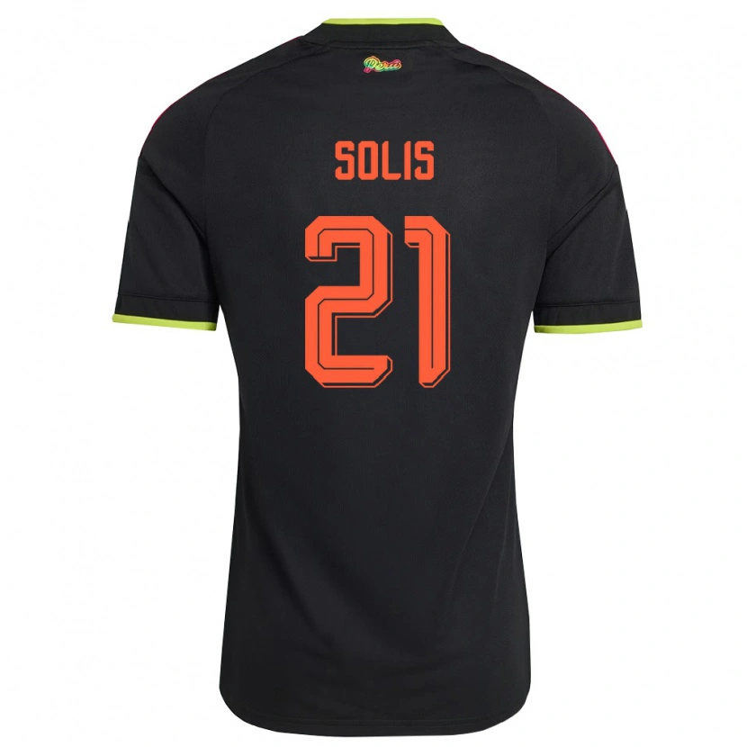 Danxen Kvinnor Peru Renato Solís #21 Svart Gul Rosa Bortatröja Matchtröjor 26-28 Tröjor T-Tröja