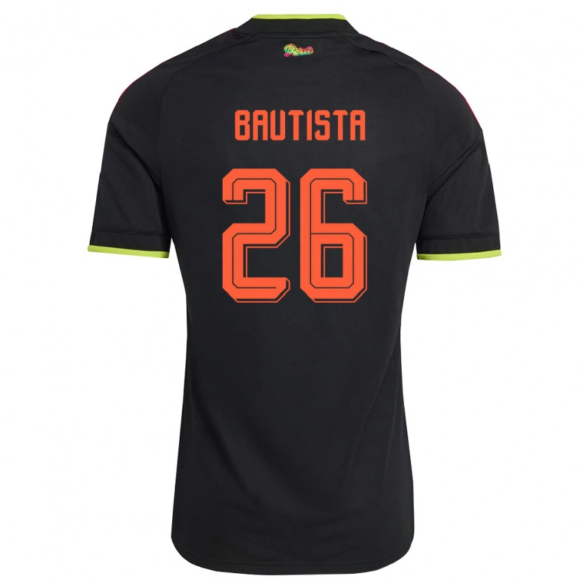 Danxen Kvinnor Peru César Bautista #26 Svart Gul Rosa Bortatröja Matchtröjor 26-28 Tröjor T-Tröja