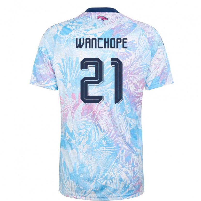 Danxen Kvinnor Costa Rica Matías Wanchope #21 Himmelblå Marin Rosa Bortatröja Matchtröjor 26-28 Tröjor T-Tröja