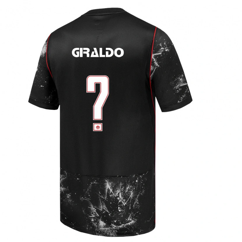 Danxen Kvinnor Kanada Tomas Giraldo #0 Svart Vit Röd Bortatröja Matchtröjor 26-28 Tröjor T-Tröja