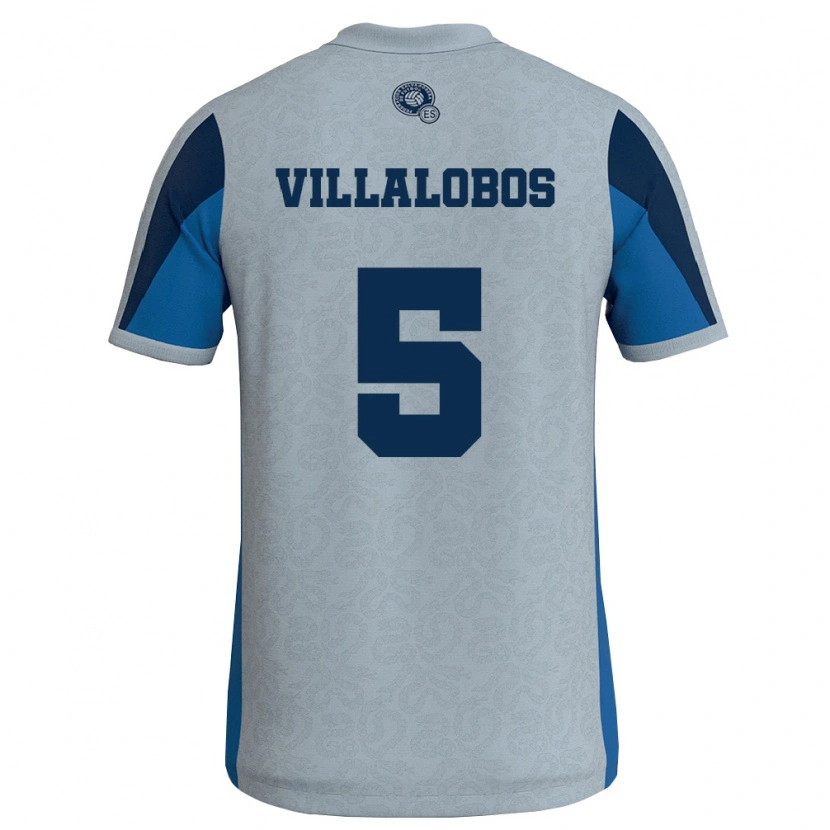 Danxen Kvinnor El Salvador Kristian Villalobos #5 Vit Himmelblå Bortatröja Matchtröjor 26-28 Tröjor T-Tröja